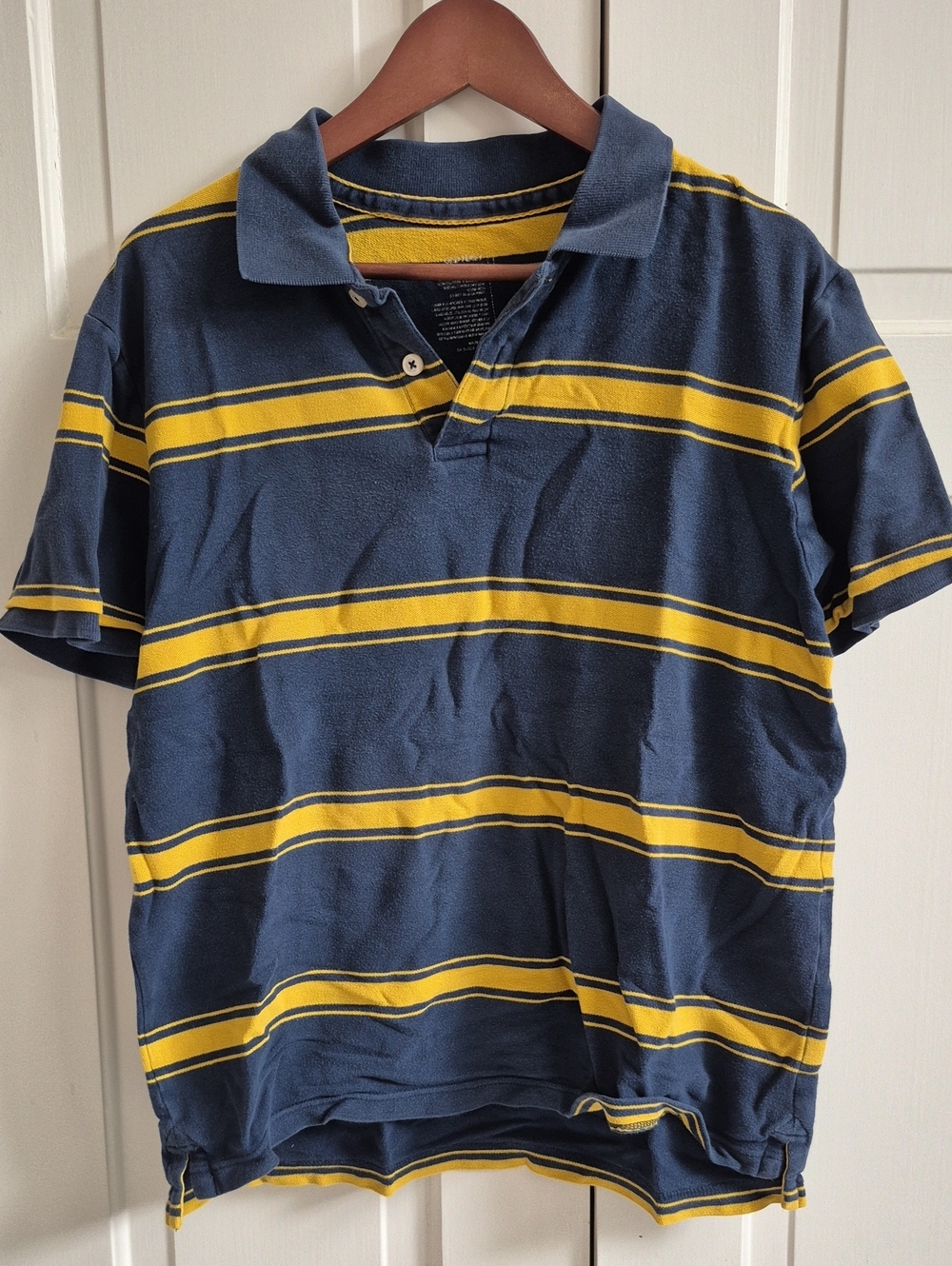 Striped Polo Shirt in Navy and Yellow